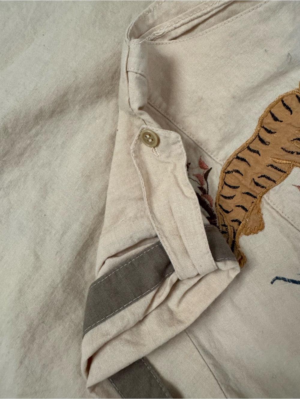Vintage Embroidered Safari Tiger Cotton Crop Top - Picture 8 of 8